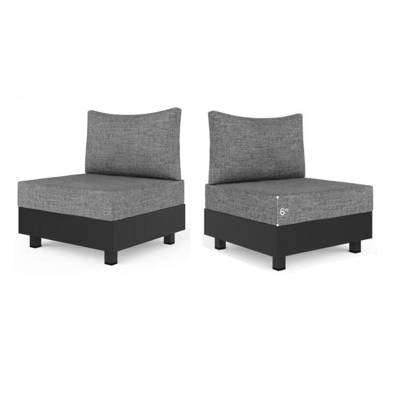 2-Piece Gray Aluminum Modular Armless Chairs