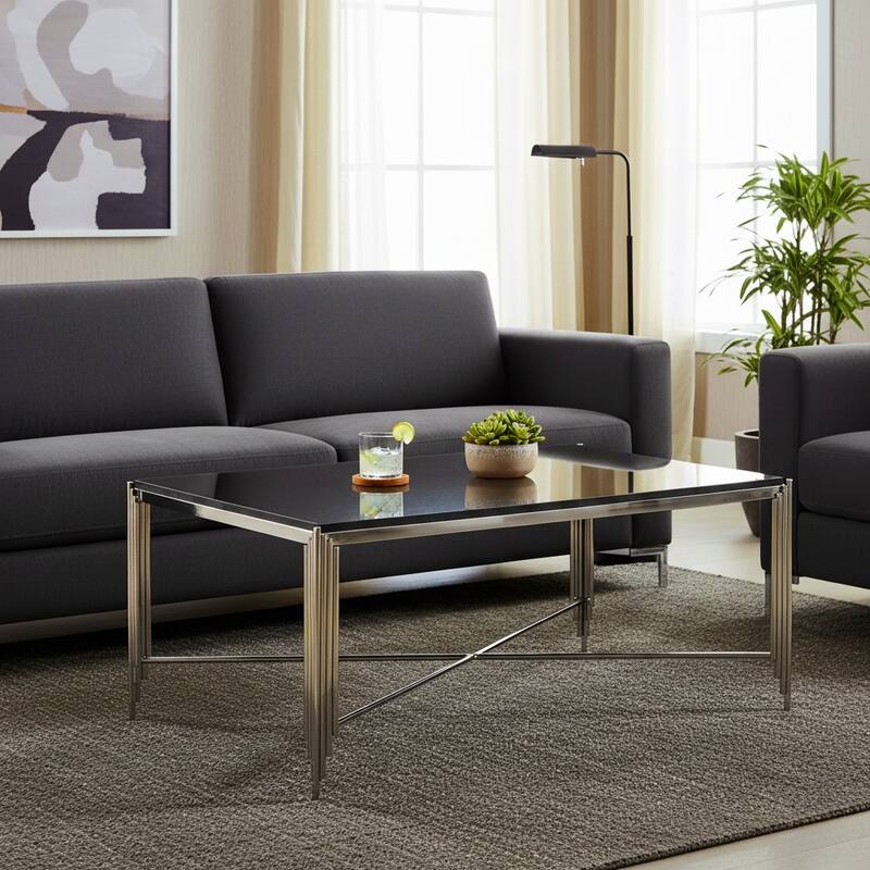 Metal Modern Stone Top Table - 44.0"