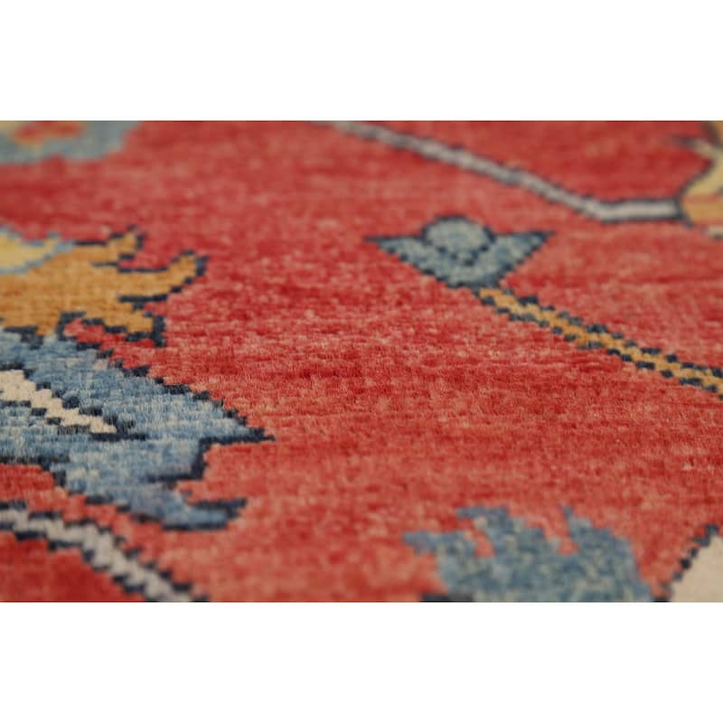 Vegetable Dye Heriz Oriental Rug Hand-Knotted Traditional Wool Carpet - 9'1" x 12'0"