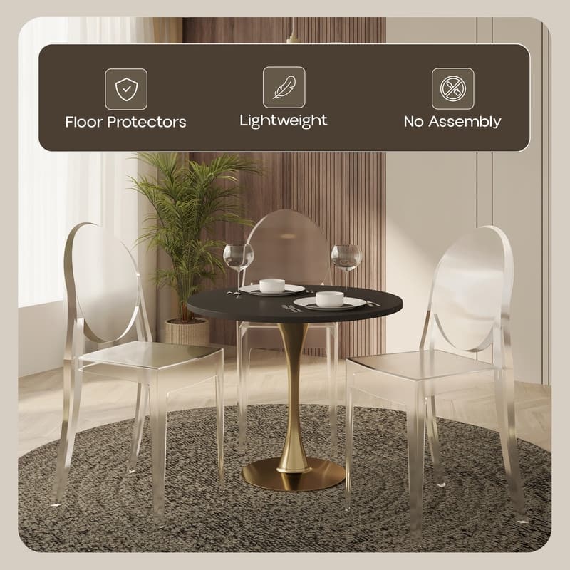 LeisureMod Modern Minimalistic Acrylic Dining Chair - Transparent Stackable Side Chair for Home & Kitchen (No Assembly Required)