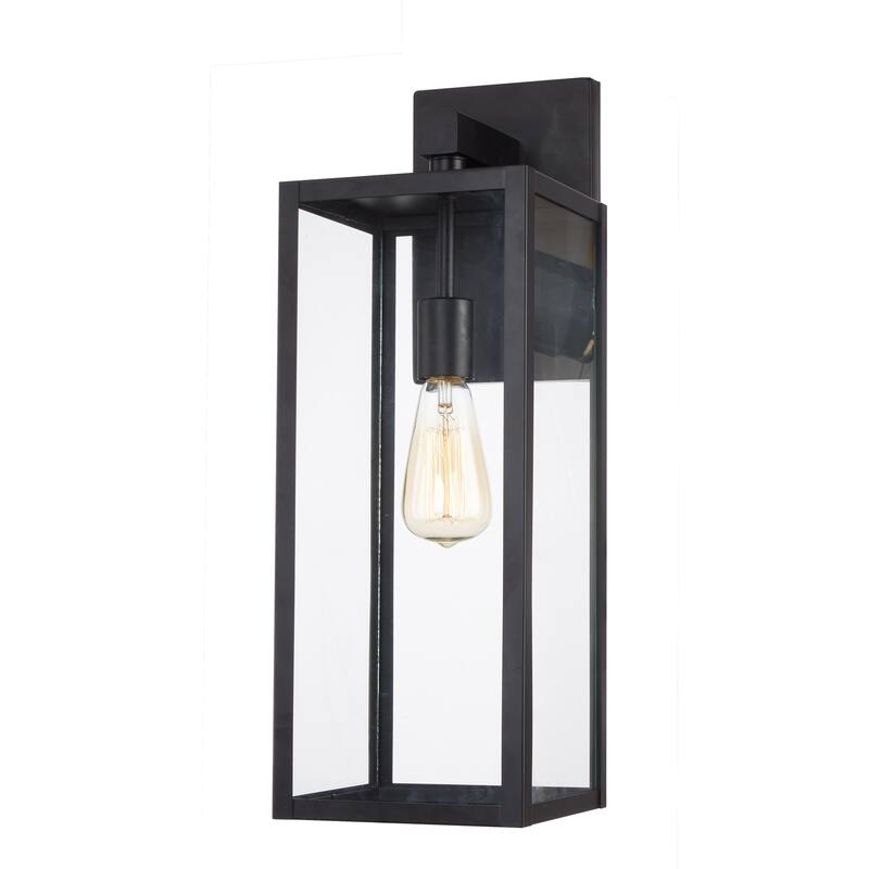 1-Light 21'' H Matte Black Outdoor Wall Lantern Sconce with Dusk to Dawn Sensor