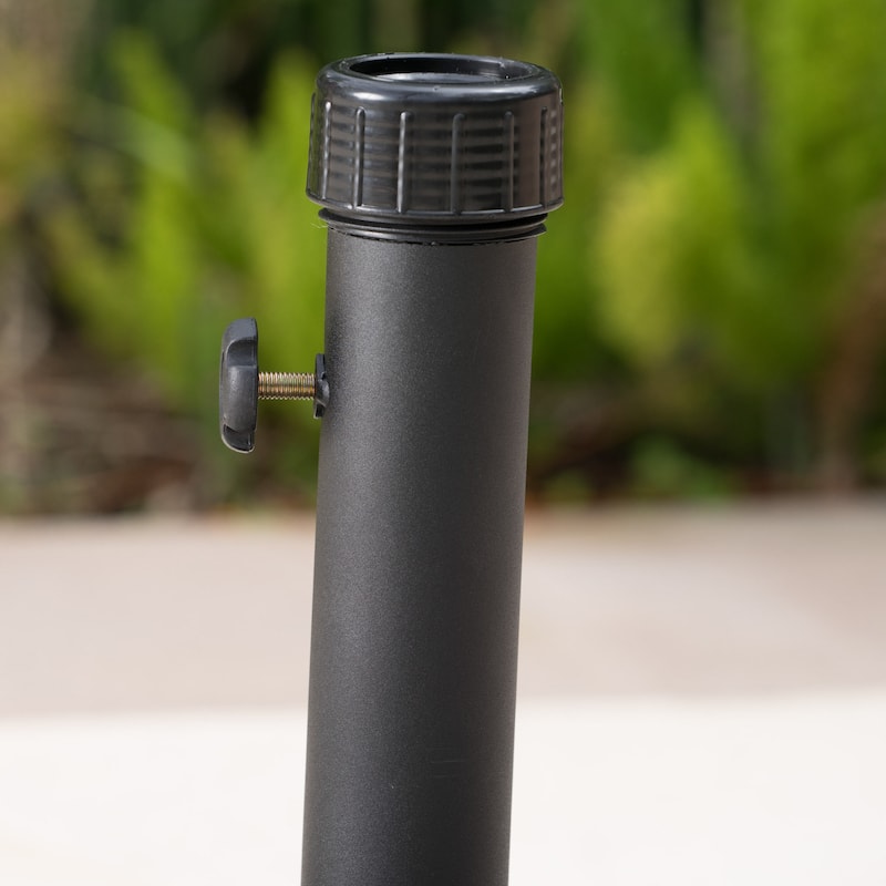 Square Wheelie Outdoor Umbrella Base with Stainless Steel Pole - Black Concrete