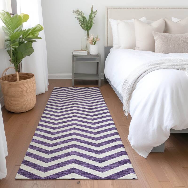 Premium Washable Super Soft Modern Chevron Mayfield Rug - Purple - 2'3" x 7'6"