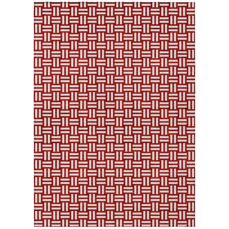 HomeRoots Geometric Transitional Rectangle Outdoor Rug