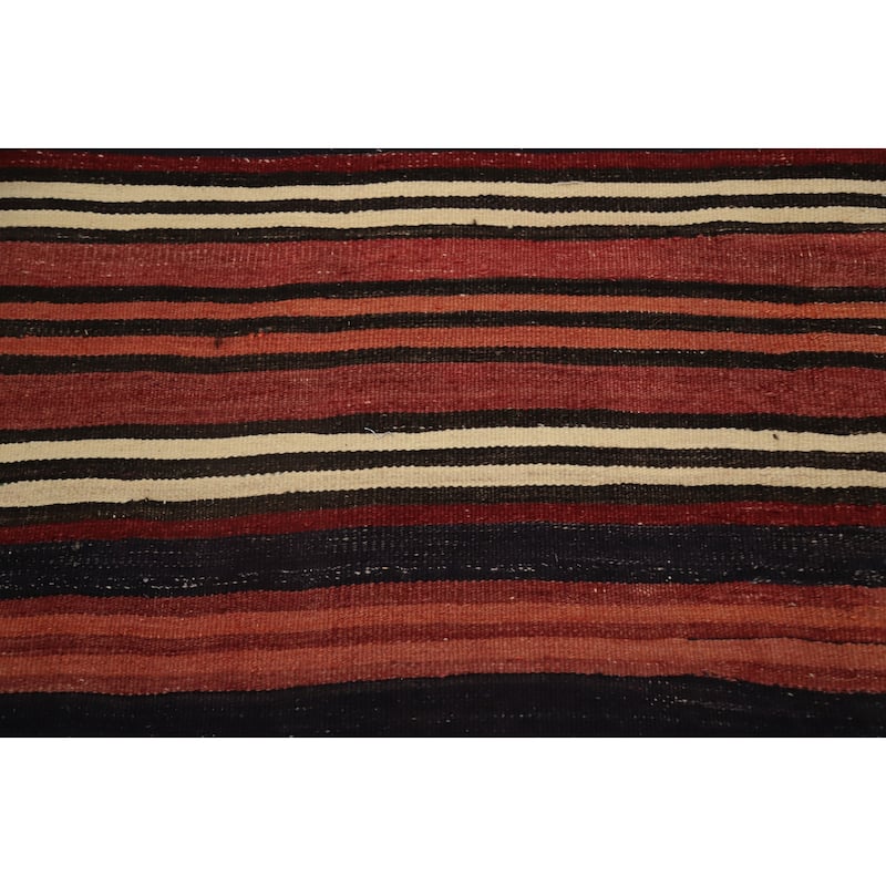 Hand Woven Oriental 100% Wool Carpet Southwestern Geometric Oranges & Rust Kilim Area Rug - 10' 8'' X 4' 9''