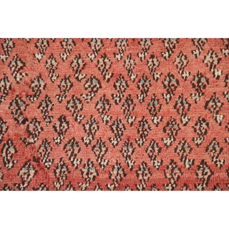 Hand Knotted Oriental 100% Wool Carpet Traditional All-Over Red Botemir Runner Rug - 9' 4'' X 3' 8''