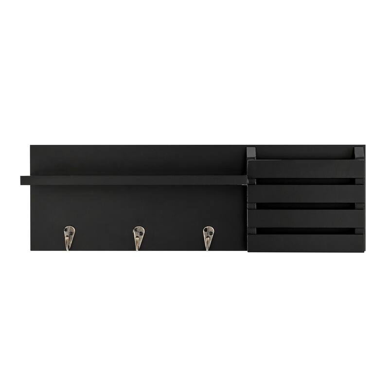 Danya B. Utility Entryway Shelf with Pocket and Hanging Hooks