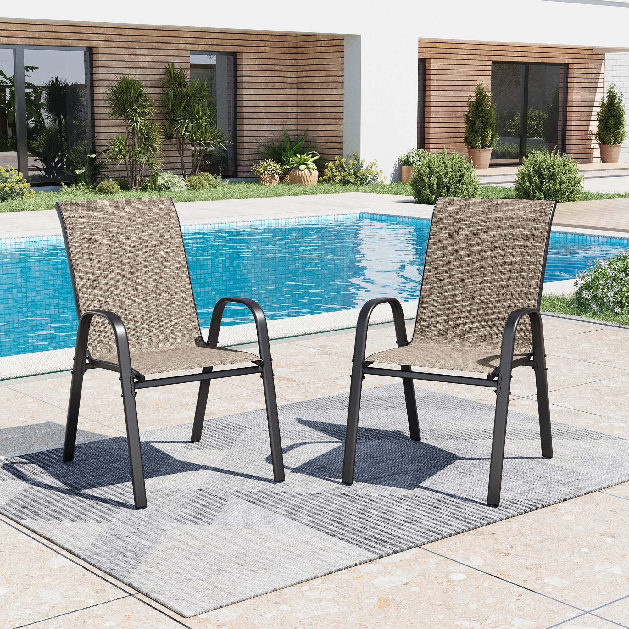 MAISON ARTS Textilene Patio Chairs Outdoor Stackable Dining Chairs