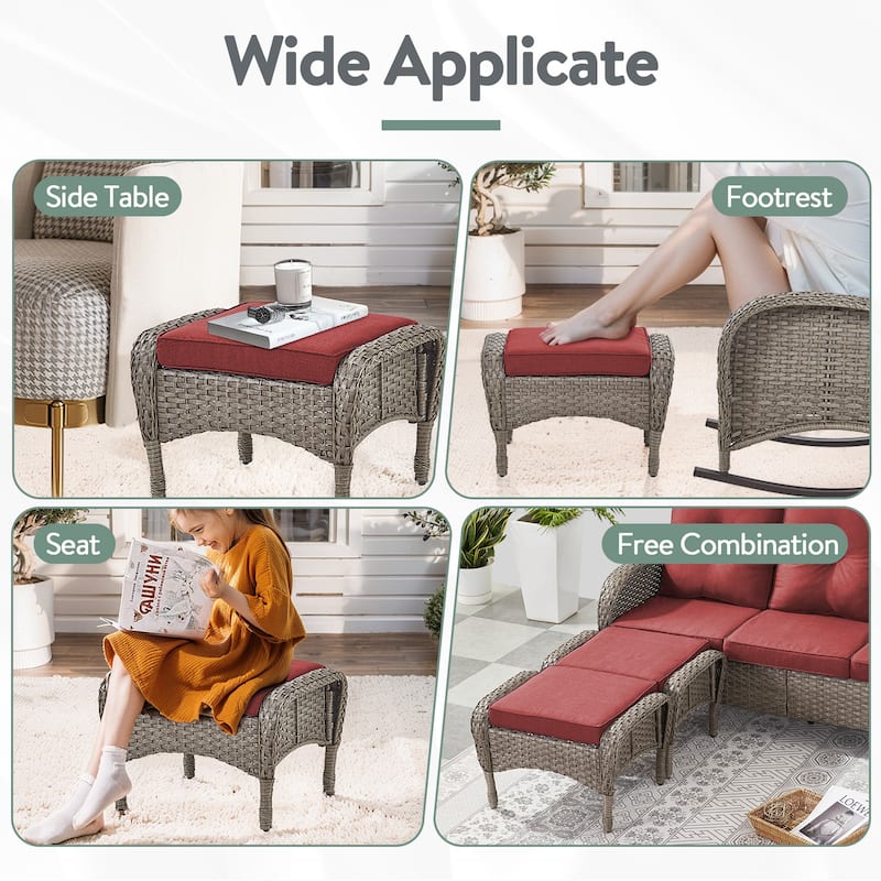 Pocassy Patio Outdoor Sofa Swivel Chairs with Ottman Table Set