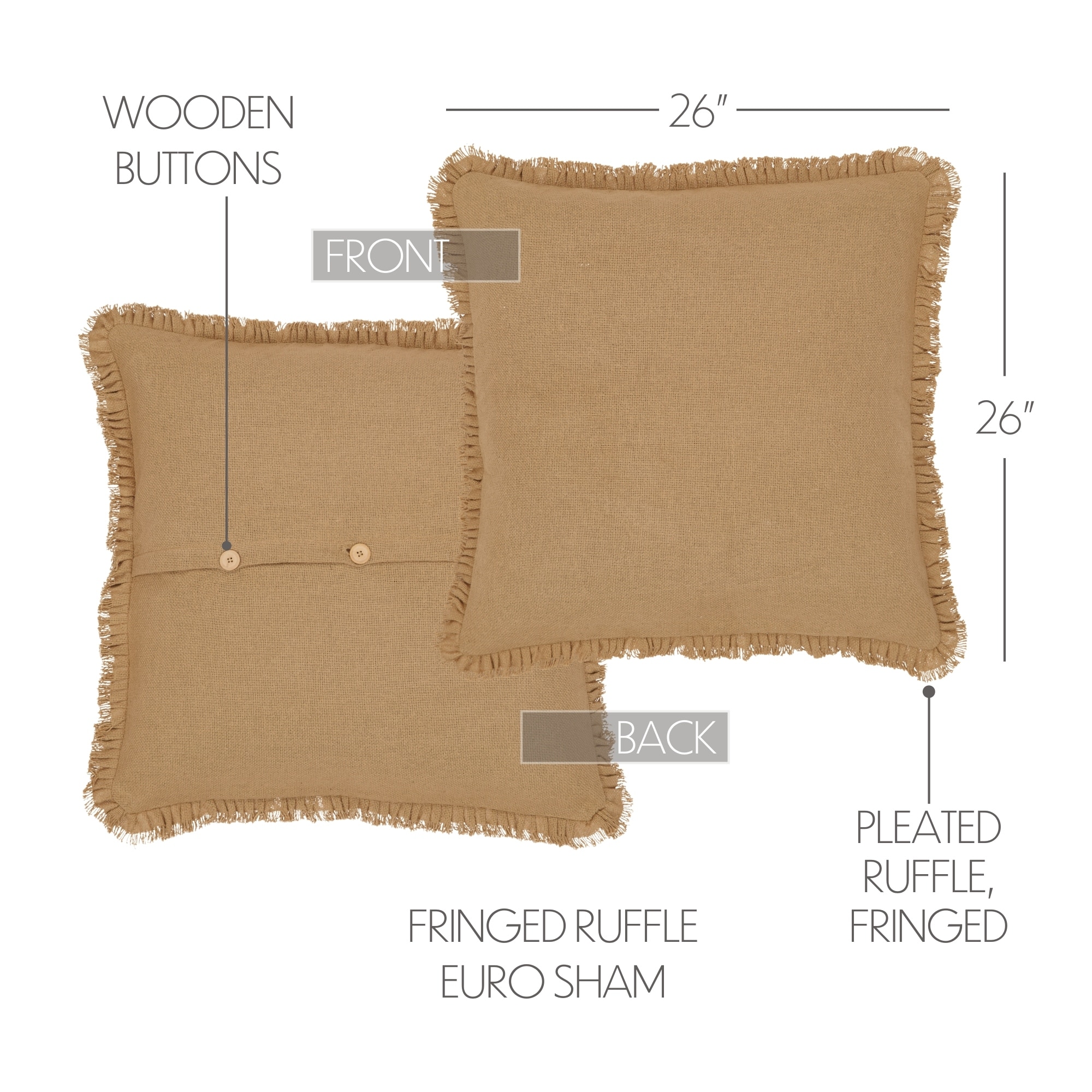 Burlap euro deals shams
