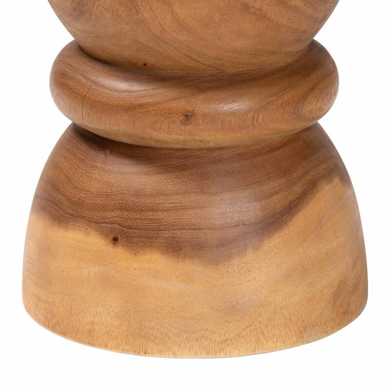 Bancroft Solid Suar Wood Side Table - Handcrafted Sculptural End Table with Hourglass Design, Modern Boho Style