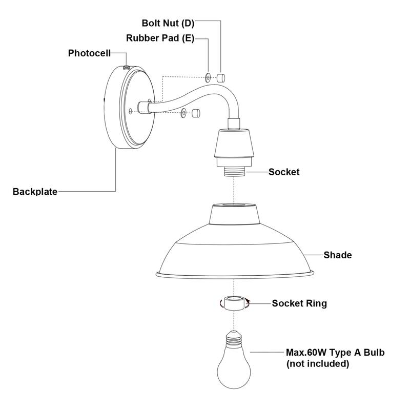 Buena Park Metal 1 Light Dusk to Dawn Black Outdoor Dome Barn Wall Lantern - 9-in W x 10-in H x 11.25-in D