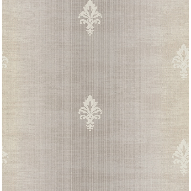 Seabrook Designs Dorota Fleur De Lis Unpasted Wallpaper - 20.5 in. W x 33 ft. L - Metallic Linen