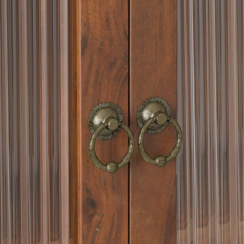 Vintage Style Glass Door Wall Cabinet with Three Tiers of Storage and Towel Racks