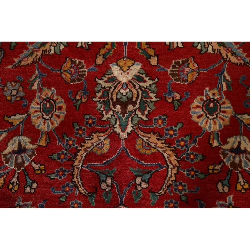 Hand Knotted Oriental 100% Wool Carpet Traditional All-Over Red Tabriz Area Rug - 16' 7'' X 10' 11''