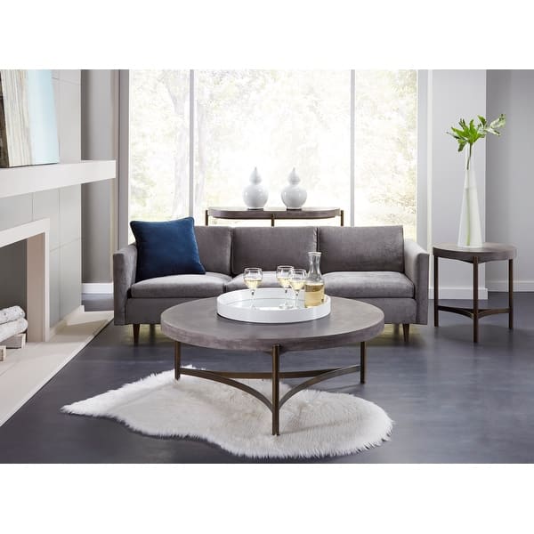 Lyon Round Concrete And Metal Side Table Overstock 31987411
