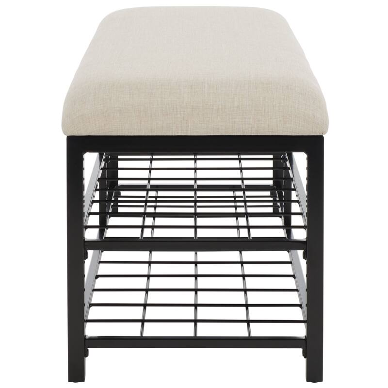 SAFAVIEH Yael Open Shelf Bench with Cushion - 42" W x 15" D x 18" H - 42Wx15Dx18H