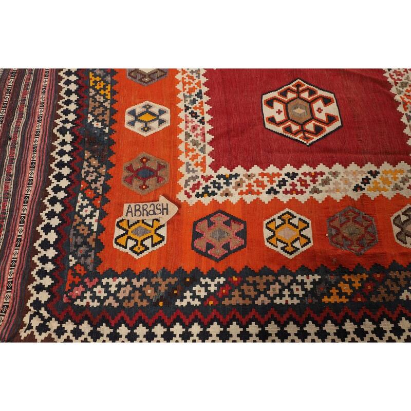Kilim Qashqai Persian Vintage Rug Oriental Flatweave Wool Carpet - 5'2"x 9'6"