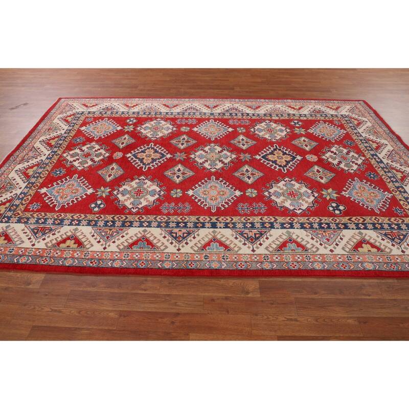 Red Kazak Oriental Area Rug Handmade Wool Carpet - 6'5" x 9'10"