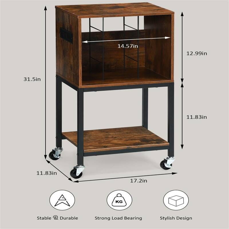 Vinyl Shelf with USB Ports and Outlets Turntable - 17.2 x 24.82 x 11.83