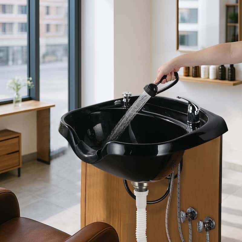WOWOW Professional Shampoo Bowl for Salon - Matte Black