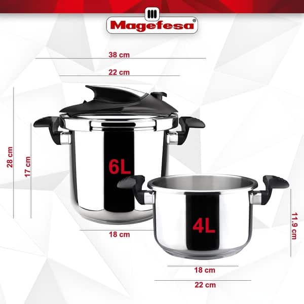 Magefesa Nova Stainless Steel Pressure Cooker Set - 4.2 & 6.3 Qts