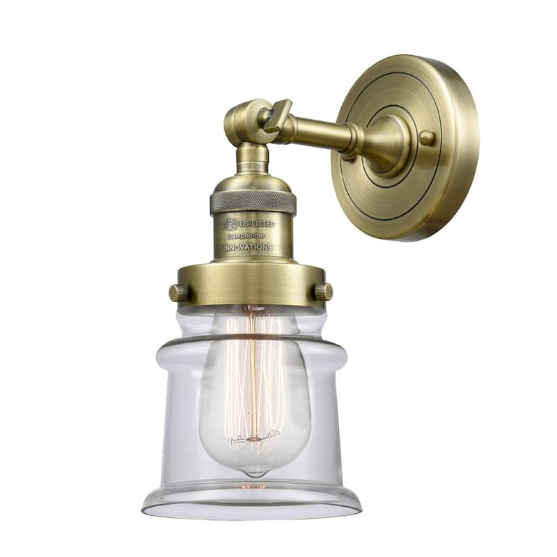 Innovations Lighting Small Canton Single Light 11" Tall Bathroom - Antique Brass / Clear