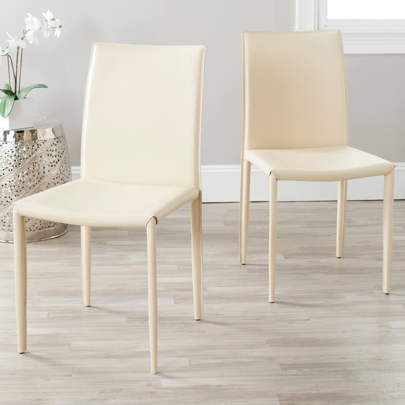 SAFAVIEH Oneida Faux Leather Dining Room Chair (Set of 2) - 18.9" W x 22.8" L x 35.8" H - 19"Wx23"Dx36"H