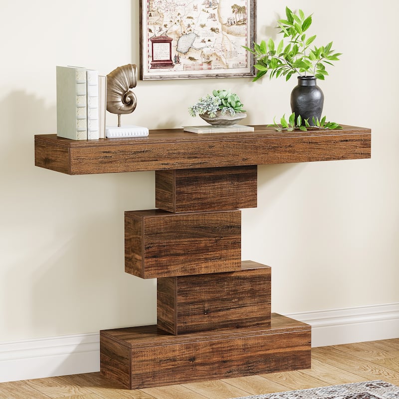 42 Inches Industrial Wood Console Table for Living Room Entryway - 11.8"D x 42.5"W x 31.5"H