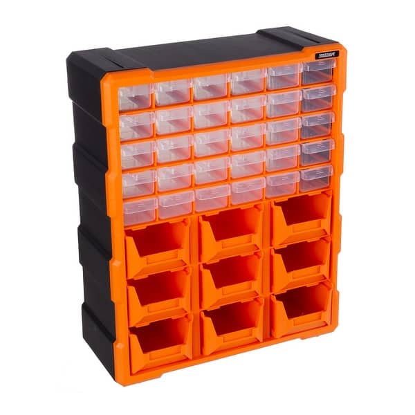 slide 2 of 12, Plastic Storage Drawers - 39-Drawer Screw Organizer - Craft Cabinet for Storing Hardware, Beads, Toys by Stalwart (Black) Orange/Black