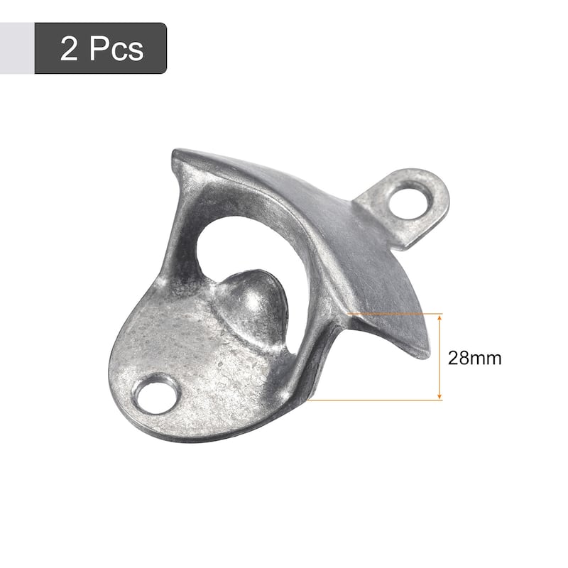 2pcs Wall Mounted Cast Iron Beer Bottle Opener Kitchen Bars Tools, Silver