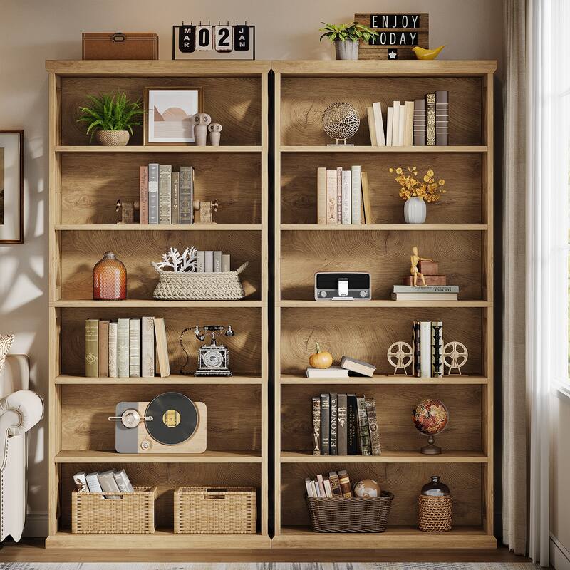 Freestanding Bookshelf, Wood Bookcase, Display Shelves Home Office Living Room Bedroom Storage