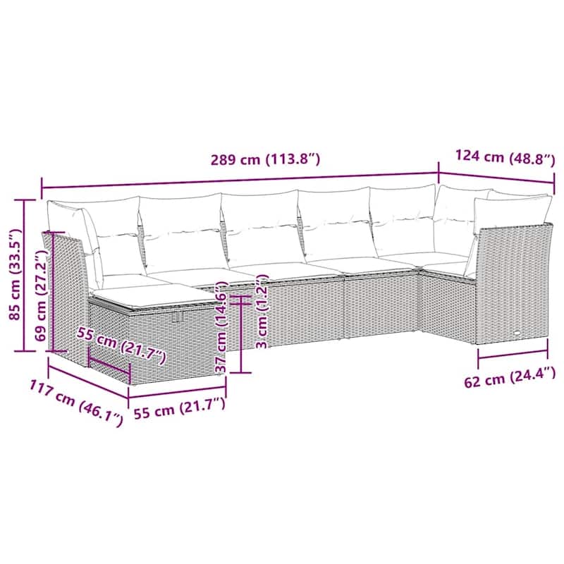 vidaXL Garden Sofa Set Beige/Black/Brown/Grey