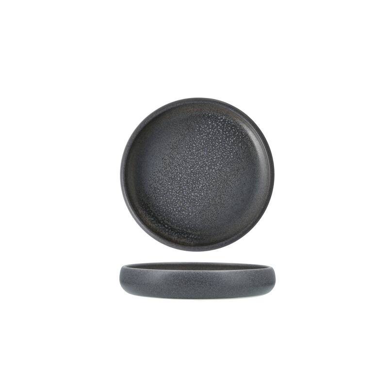 Cloud Terre Iceland Stoneware, 6" High Sided B&B Plate (Set of 4) - 6" High Sided Bowl - Volcanic Grey - 4 Piece
