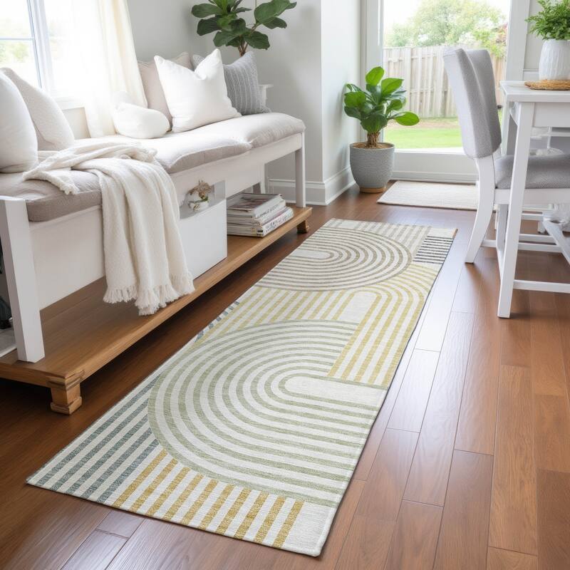 Machine Washable Indoor/ Outdoor Modern Basehor Chantille Rug