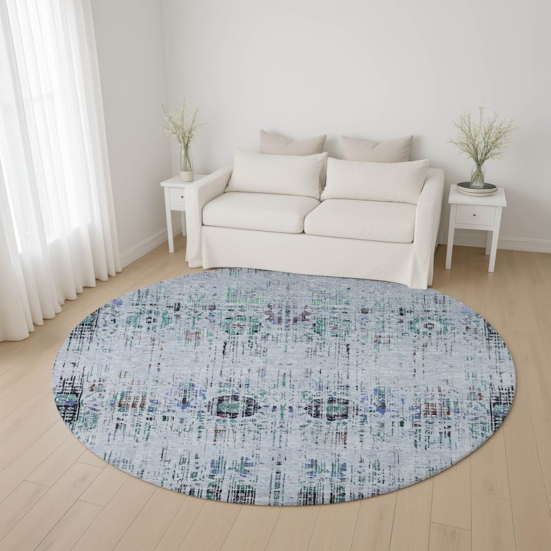 Premium Washable Super Soft Vintage Boho Mayfield Rug - Blue - 8' x 8'