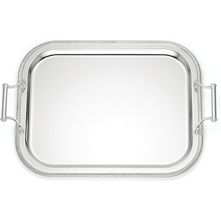 Reed & Barton Rectangle Silverplate Tray with Handles, Metallic