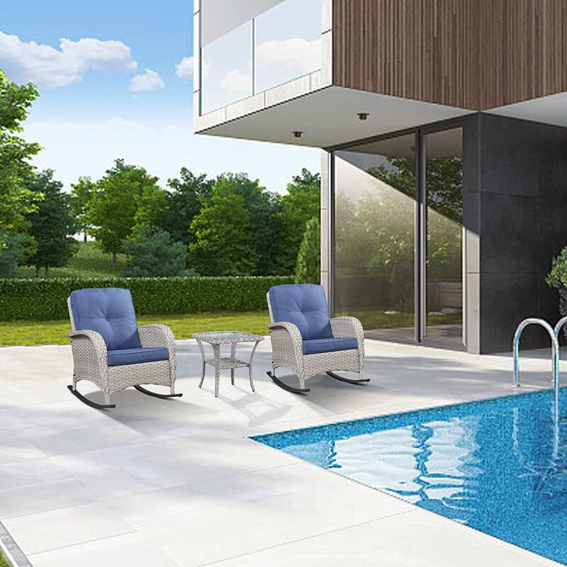 Gymojoy 7PCS Outdoor Loveseat Sofa Table Rocking Chair Furniture Set