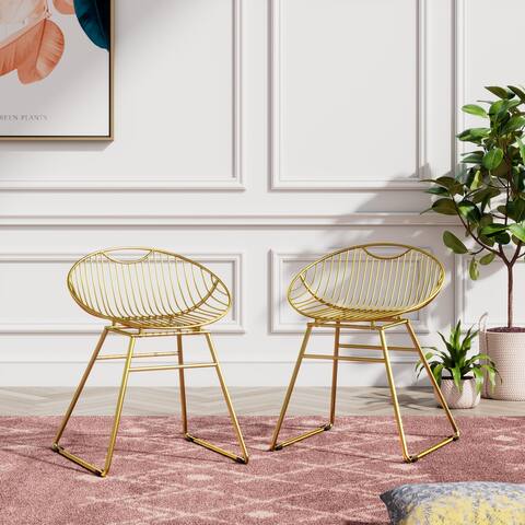 Corvus Somme Slat Back Gold Finish Dining Chair (set of 2)