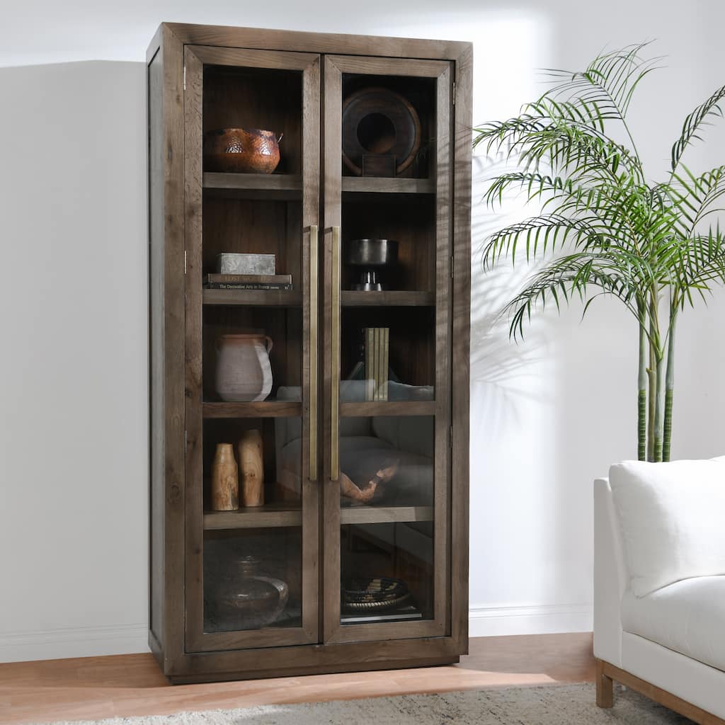 Classic Home Bradley Tall Oak Wood Cabinet in Brown