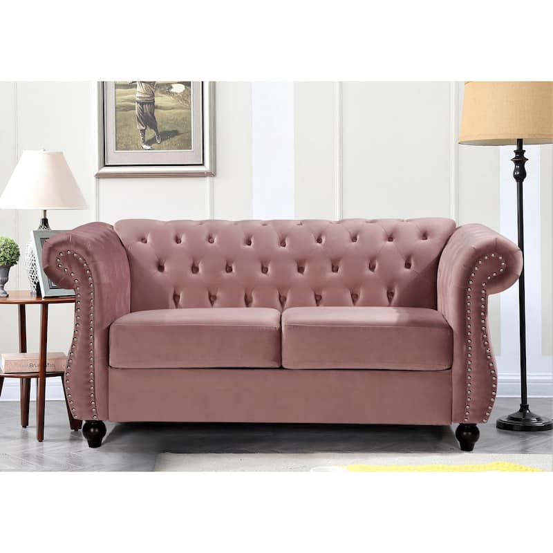 Antoinette Chesterfield Loveseat - Pink