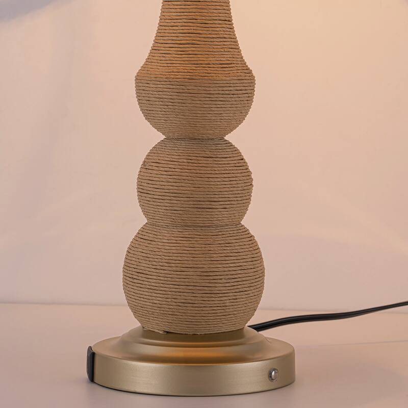 Onda 26" Rattan Table Lamp with USB 3-Way Touch Dimmer
