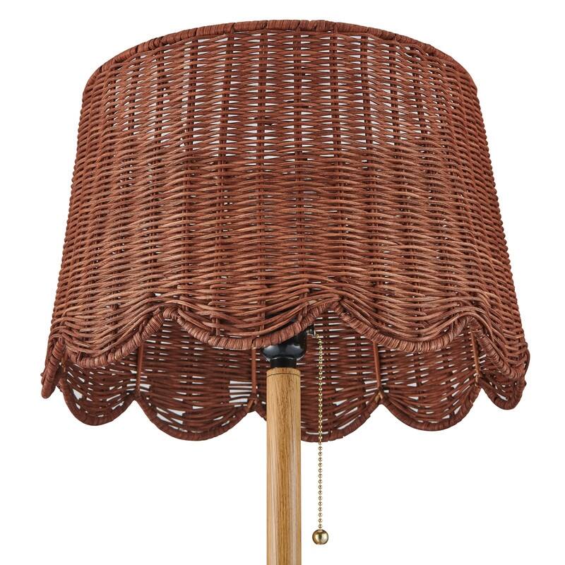 KAWOTI 62.5''H Rattan Floor Lamp with Pull Chain