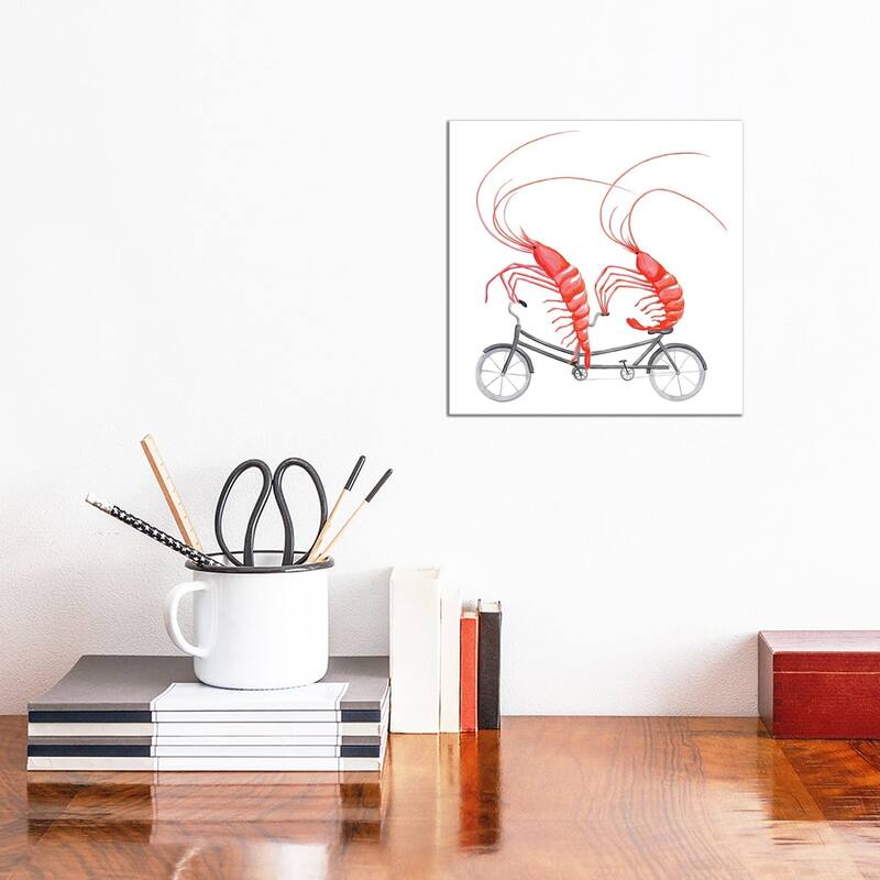 iCanvas "Shrimps On Bike" by Amelie Legault Canvas Print - 12x12x1.5
