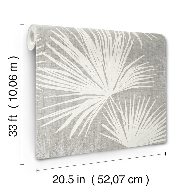 A-Street Prints Hatteras Grey Palms Wallpaper