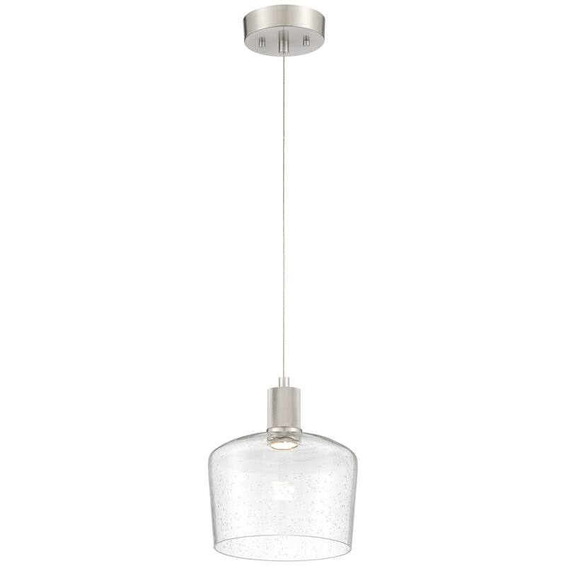 Port Nine Chardonnay LED Pendant - Dedicated LED - Brushed Steel/Seeded Glass