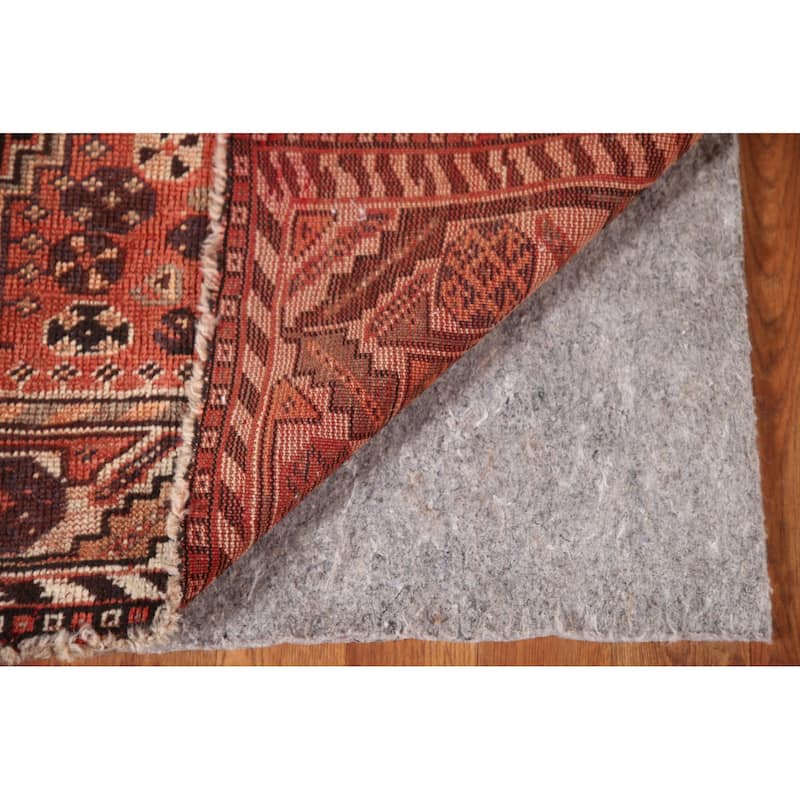 Tribal Shiraz Persian Antique Area Rug Hand-Knotted Coral Wool Carpet - 3'5"x 4'9"