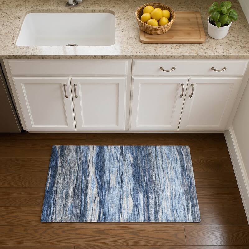 Premium Washable Super Soft Modern Stripes Mayfield Rug - Blue - 1'8" x 2'6"