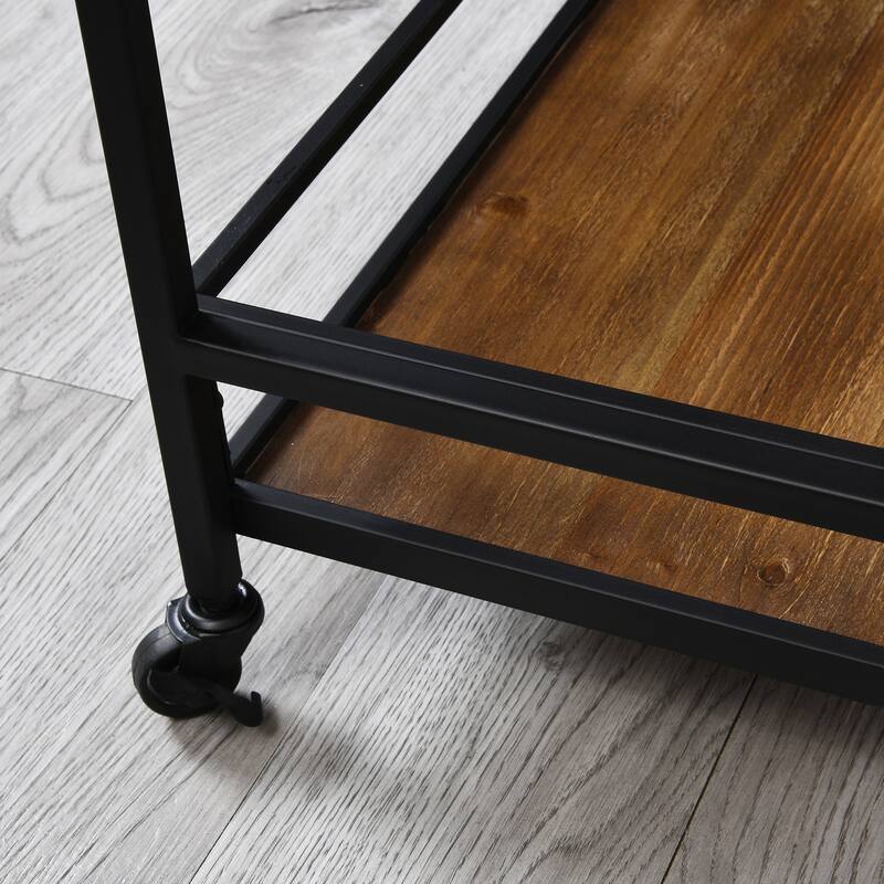 FirsTime & Co. Francesca Bar Cart, Metal Frame, Wood/Glass Top