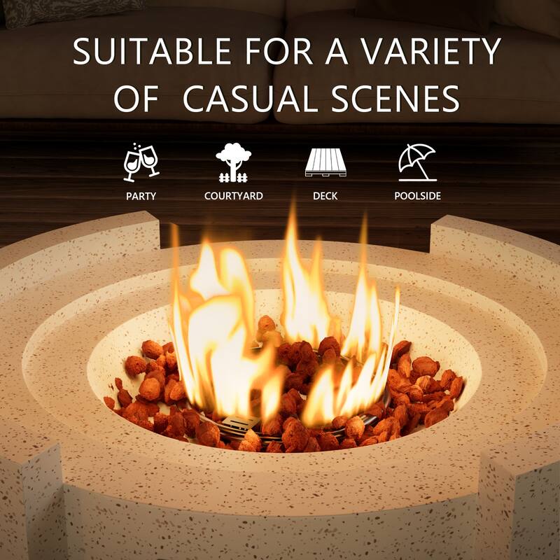 COSIEST 28''Outdoor Propane 40,000 BTU Fire Pit w Wind Glass and Tank